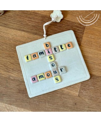 Carte en céramique mots d'amour famille