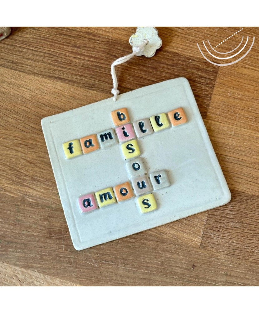 Carte en céramique mots d'amour famille
